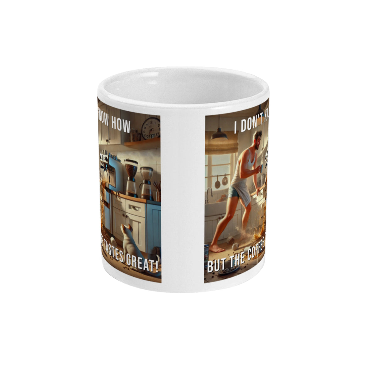 Humoristische witte koffiemok Great Coffee ochtend man humor tekst van de Barista Shop 4