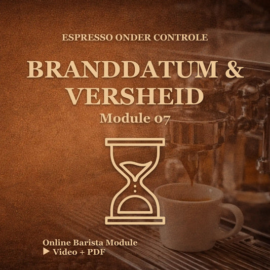 Online barista module branddatum en versheid van koffiebonen voor espresso