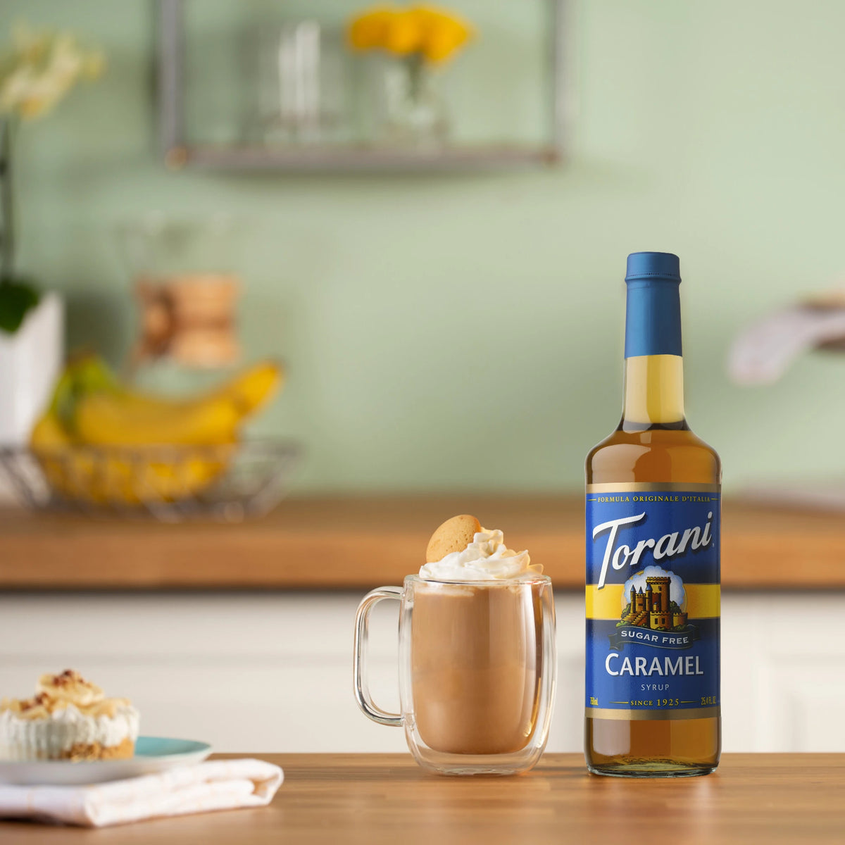 Professionele kwaliteit voor thuis: Torani suikervrije caramel koffiesiroop, een must-have voor elke barista!