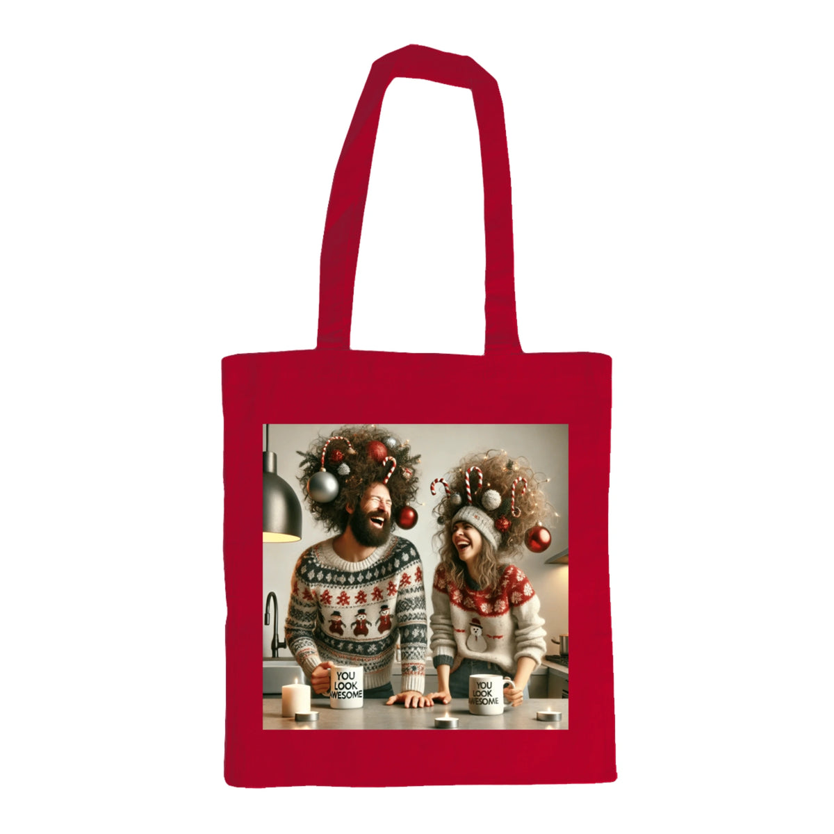 Tote tas met hilarisch Kerstmis thema You look awesome 3