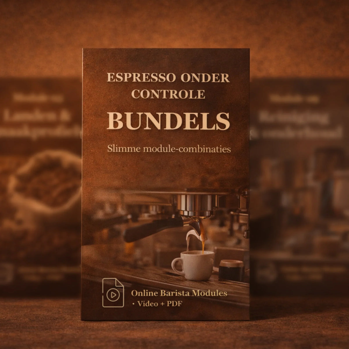 Bundelcollectie van Espresso Onder Controle vind je slim samengestelde combinaties van digitale lessen met video + PDF voor thuisbarista’s die meer grip willen op koffiebonen, smaak, extractie, onderhoud en koffiedranken.