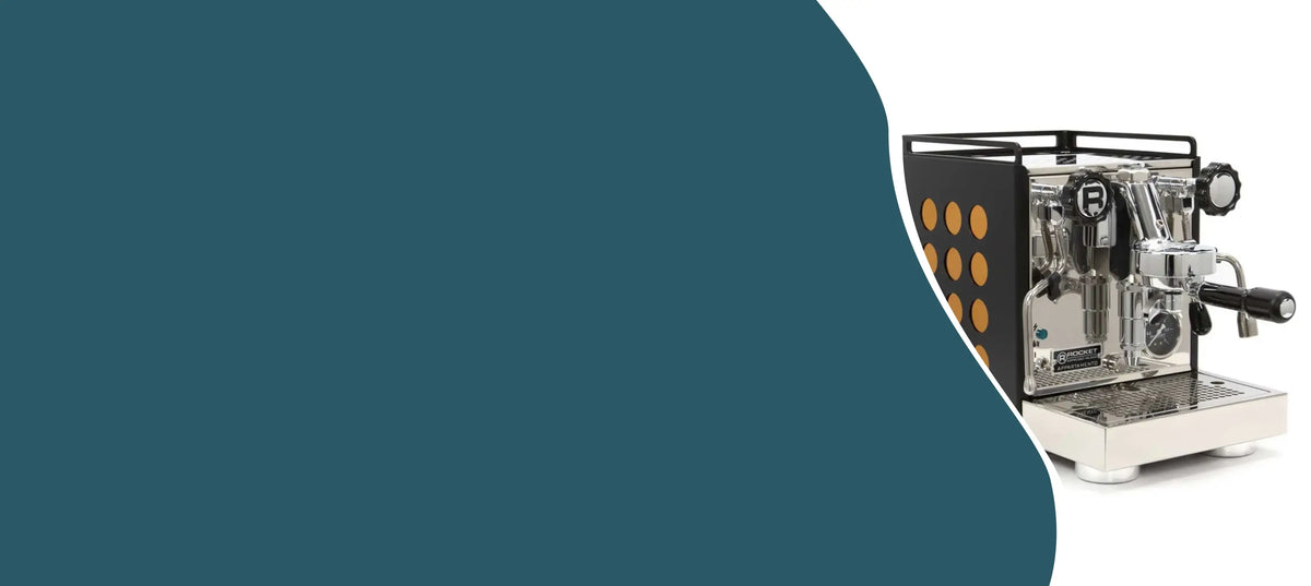 Banner met een Rocket espressomachine waarop een prive barista workshop aan huis gegeven wordt.