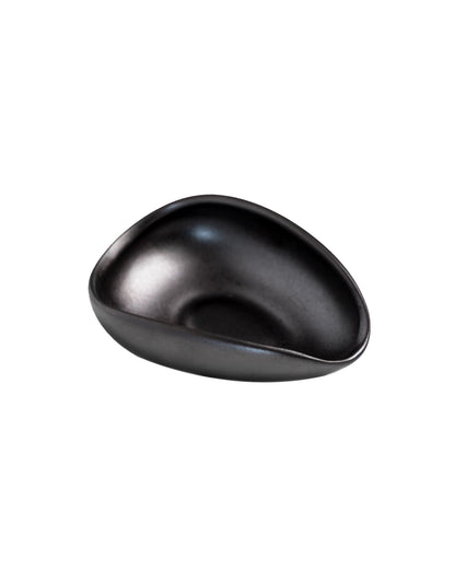 Zwarte keramische Coffee Dosing Tray met opstaande rand en schenktuit