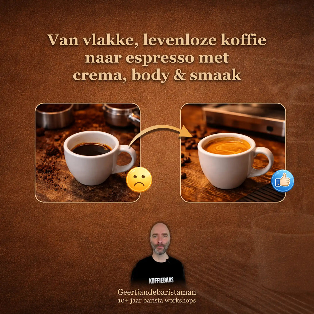 Van vlakke en levenloze espresso naar koffie met crema en smaak door het gebruik van verse koffiebonen met juiste branddatum