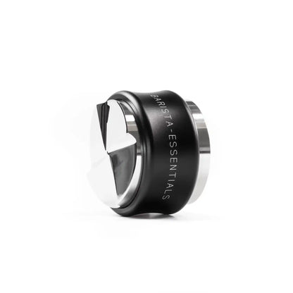 Zwarte 51 mm tamper en verdeler met RVS werkvlakken
