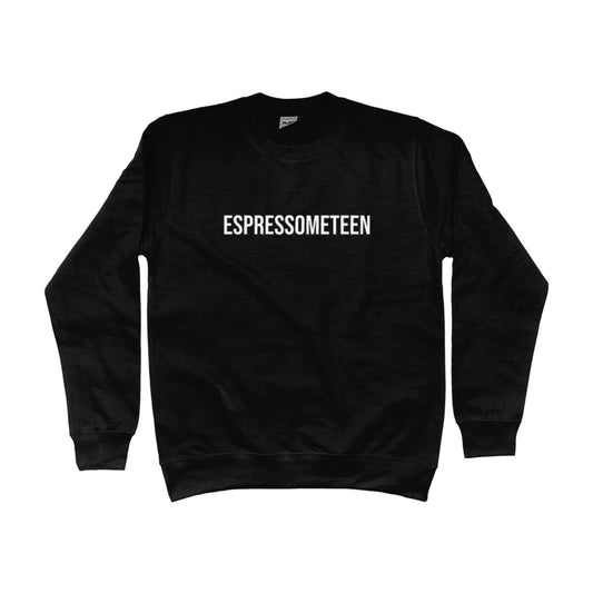 Zwarte Espressometeen sweater voor barista’s en koffieliefhebbers – verkrijgbaar bij De Barista Shop