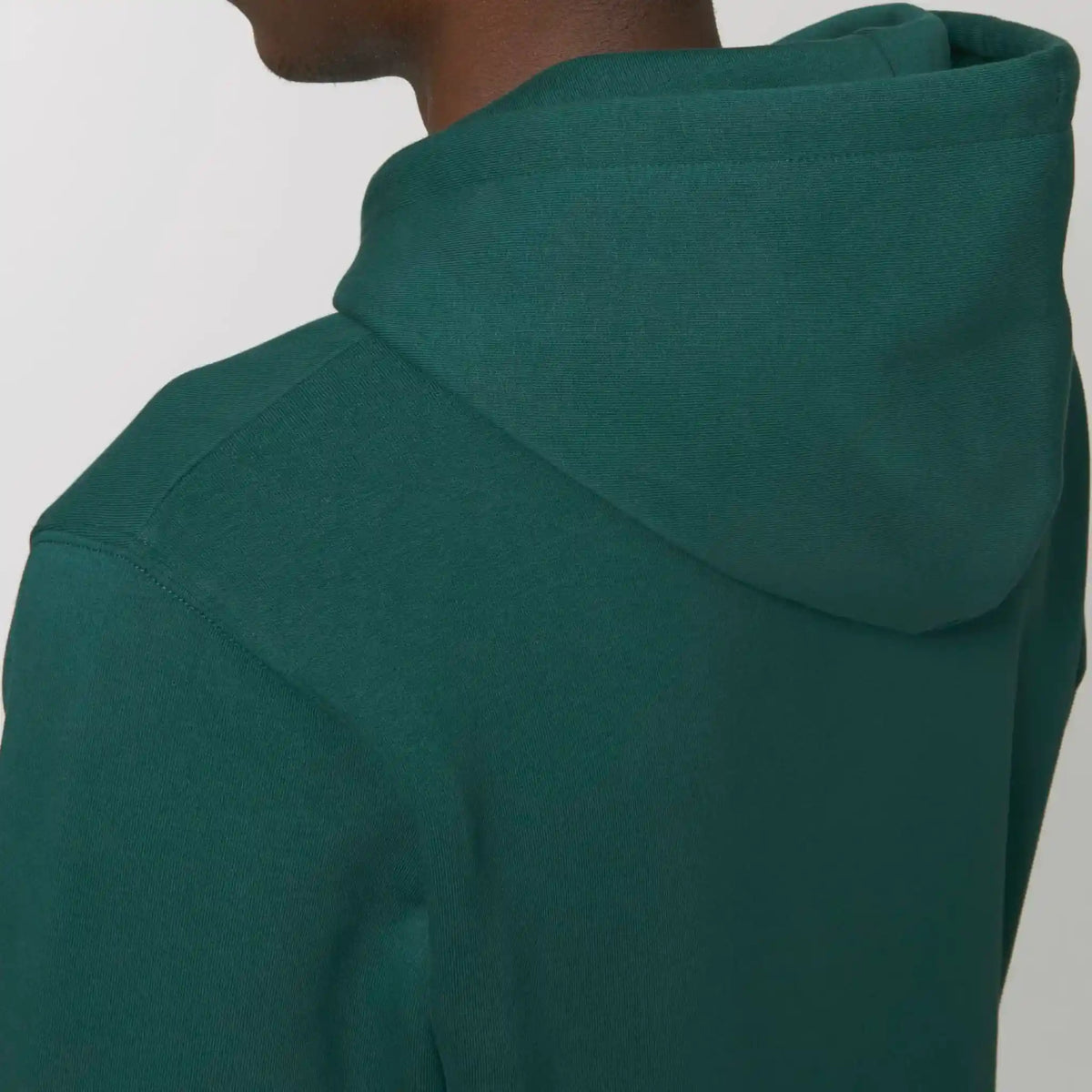 Hoodie groen met koffie tekst Coffee Never Stops op achterkant 6.