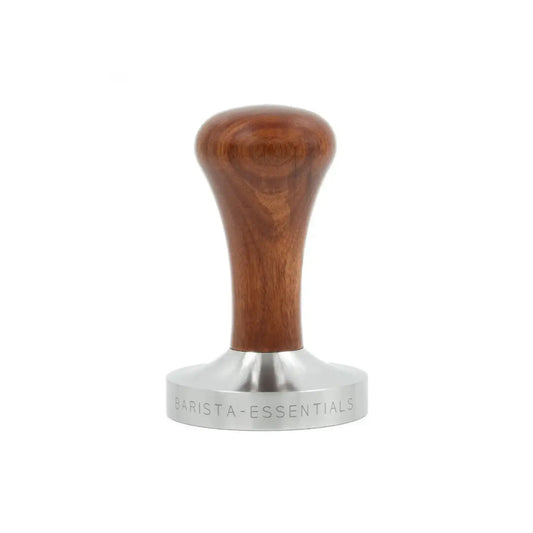 Houten tamper met een vlak RVS tampvlak
