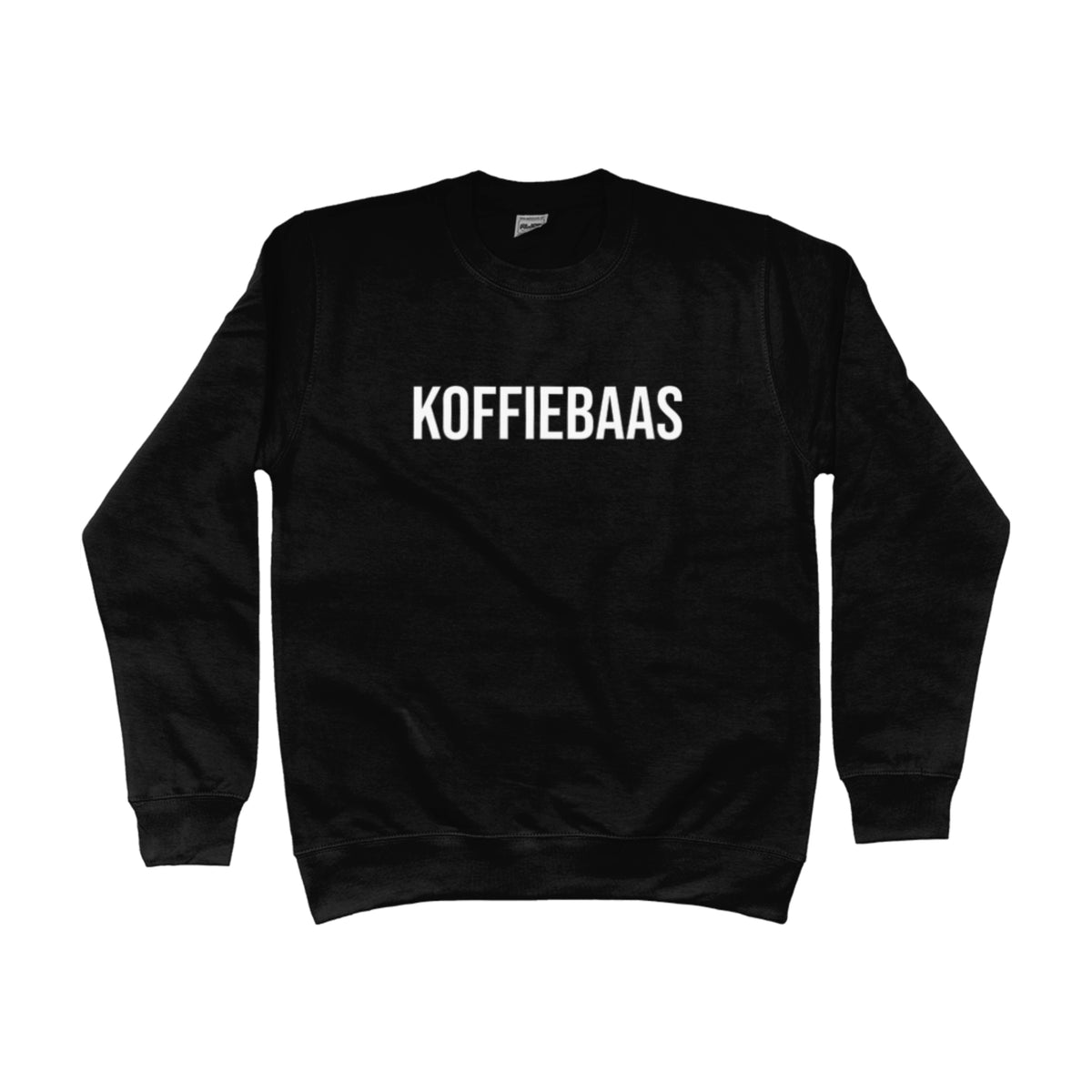Zwarte Koffiebaas sweater voor barista's en koffieliefhebbers – verkrijgbaar bij De Barista Shop