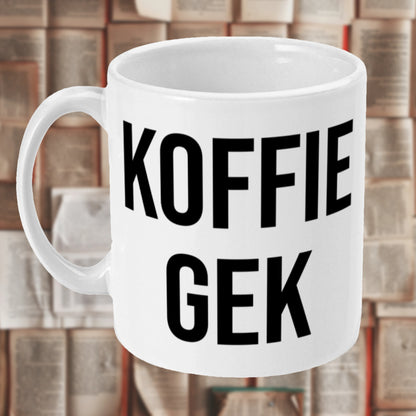 Grappige koffiemok voor koffieverslaafden, perfect als kerstcadeau.