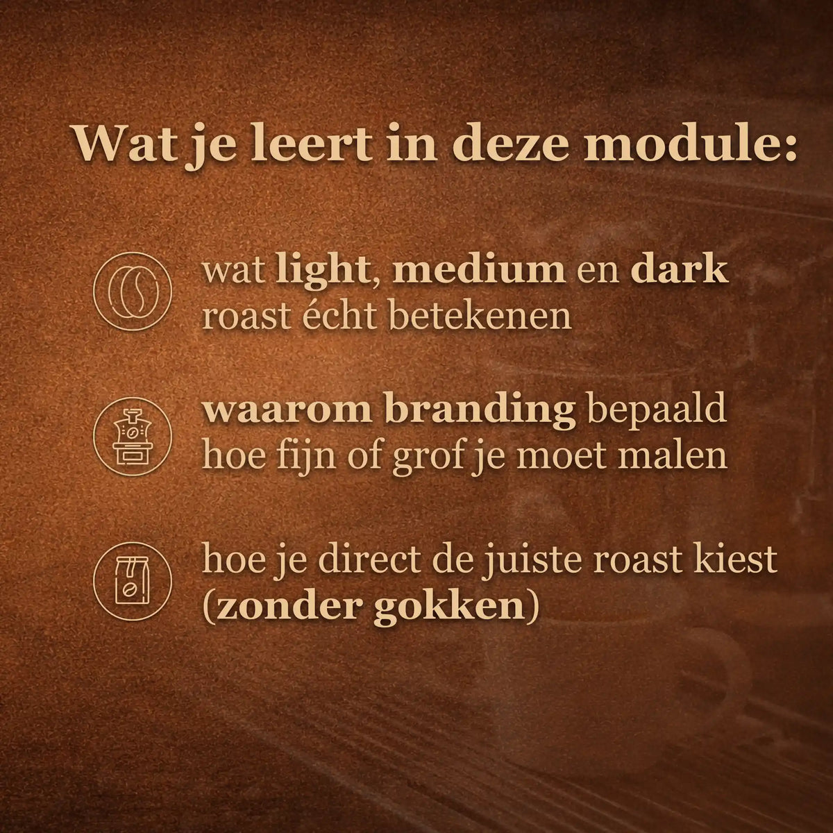 Overzicht van wat je leert over light medium en dark roast koffie en hoe branding de smaak en extractie van espresso beïnvloedt