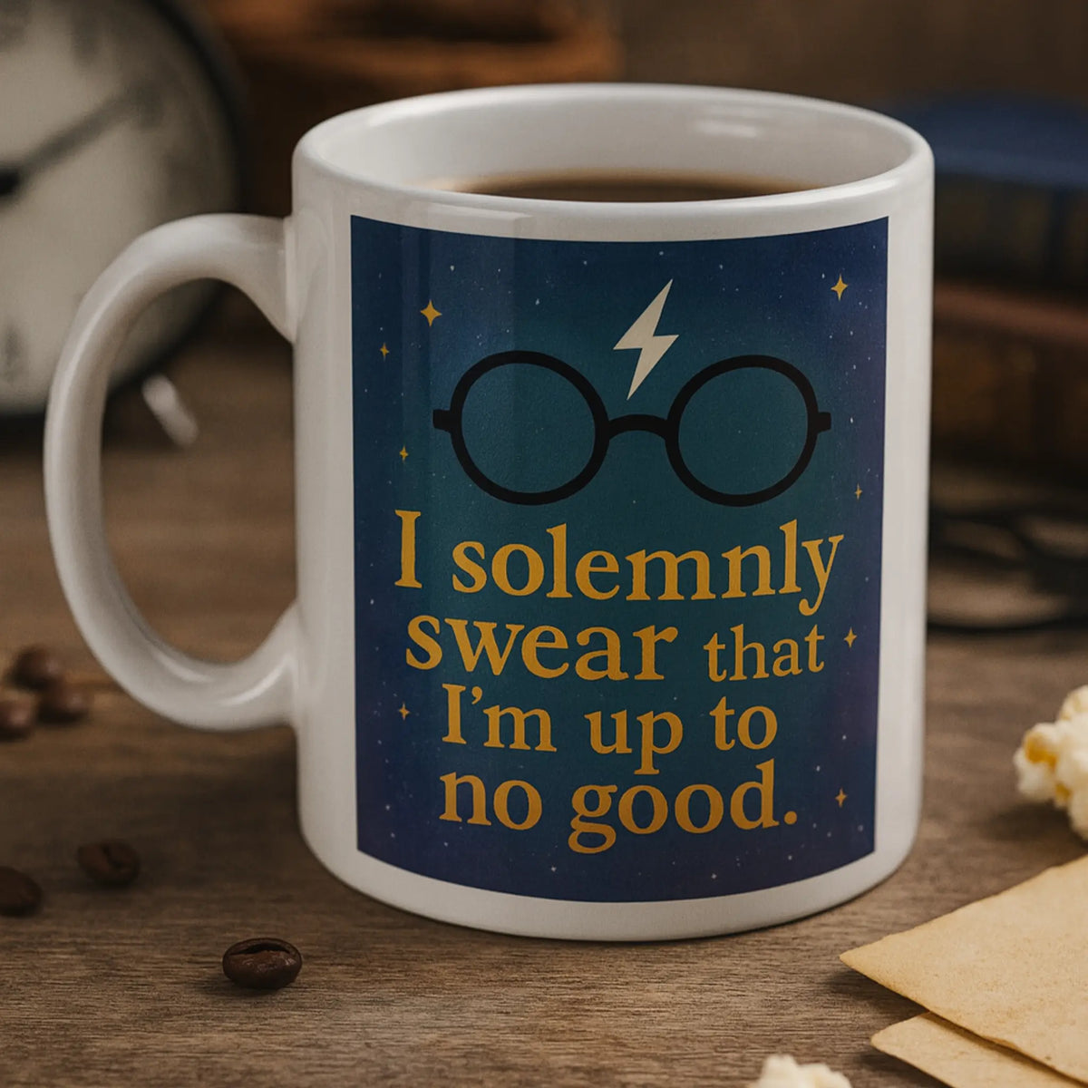 afbeelding van een mok met Harry Potter bedrukking. Laat je mok bedrukken en ontwerpen met je favoriete film of televisie serie.