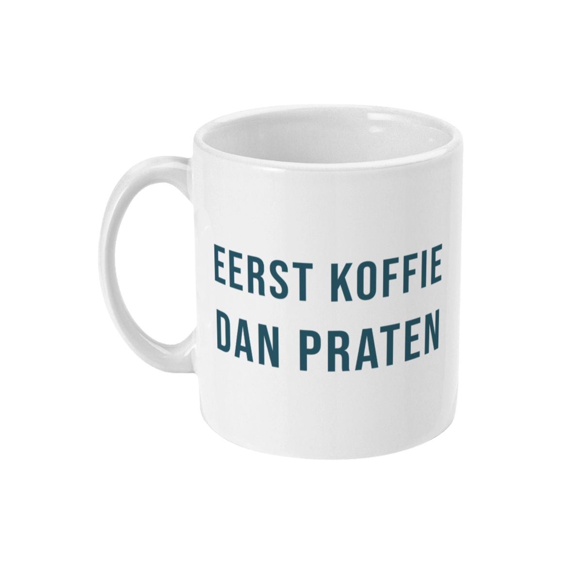 Persoonlijke koffie mok met naam en tekst eerst koffie dan praten