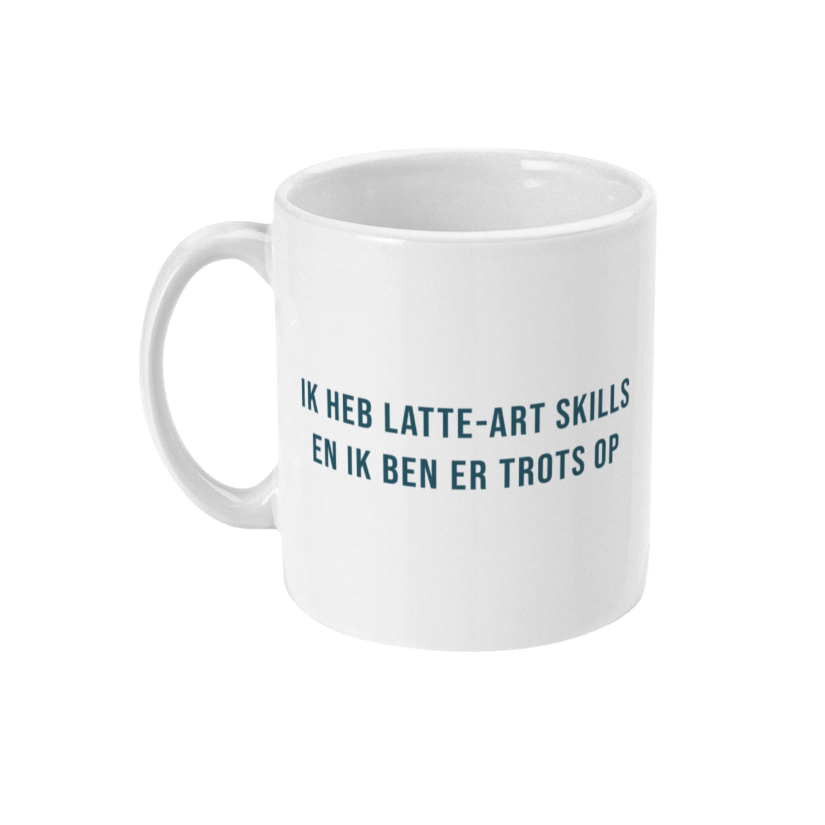 Persoonlijke koffie mok met naam en tekst ik heb latte-art skills en ik ben er trots op