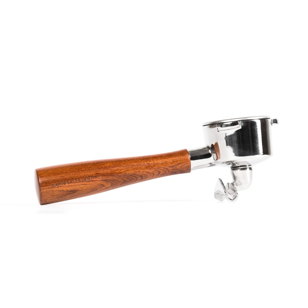 Portafilter dubbele uitloop 54 mm hout: losse houder op een witte achtergrond
