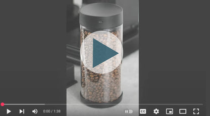 Automatische vacuum voorraadbus voor koffiebonen van Barista Essentials in 250g en 500g formaat – slimme opslagoplossing om koffiebonen langer vers te bewaren, met display, USB-C en luxe design.