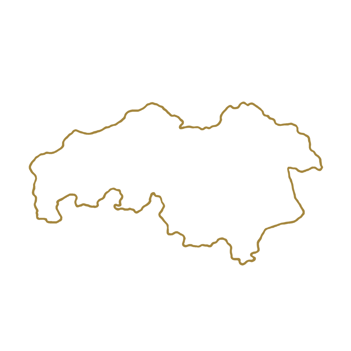Contourlogo van de provincie Noord-Brabant met een goudkleurige lijn.