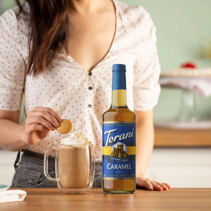 Koffieliefhebbers opgelet! Torani Caramel Suikervrije Koffiesiroop geeft je koffie een heerlijke boost zonder suiker!