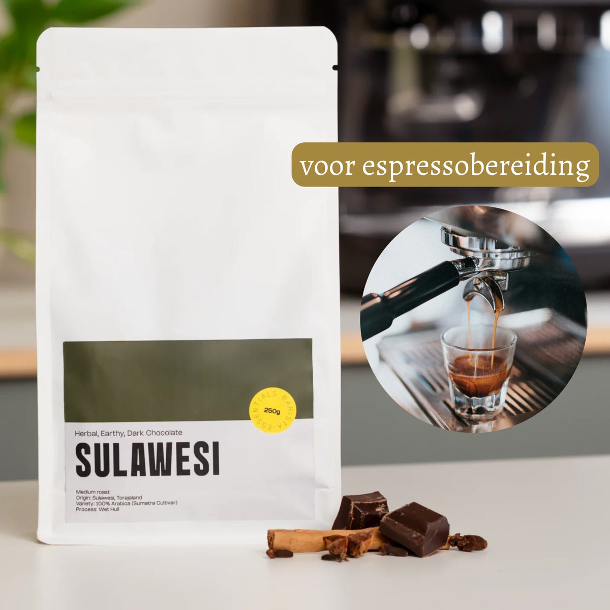 Zakje Sulawesi Indonesië koffie met USP: perfect voor espresso bereiding.