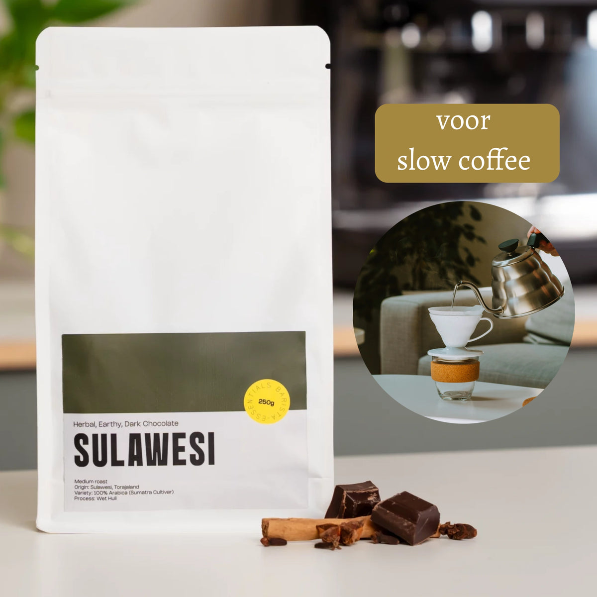 Zakje Sulawesi Indonesië koffie met USP: ideaal voor slow coffee.