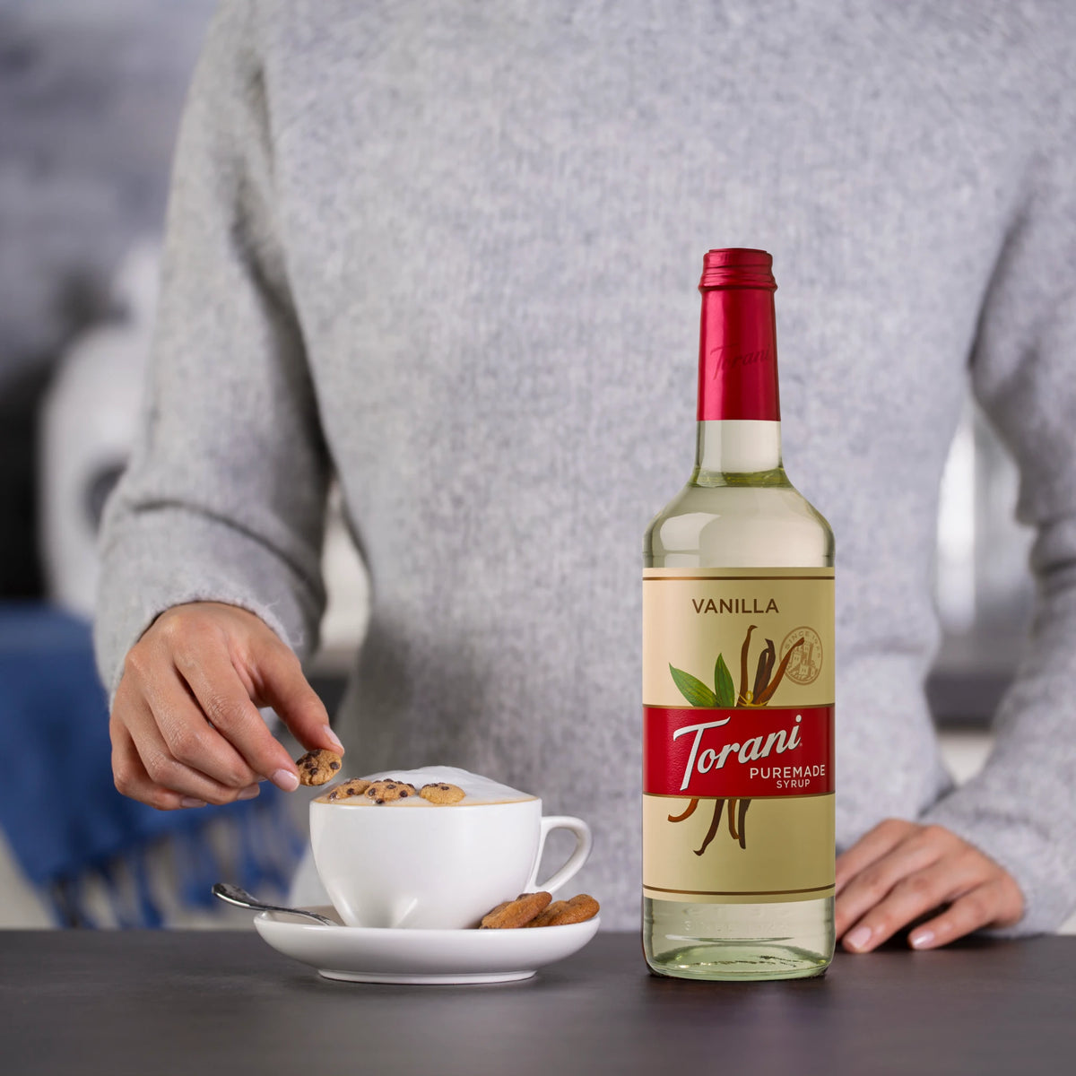 Heerlijke cappuccino met Torani PureMade Vanilla siroop.
