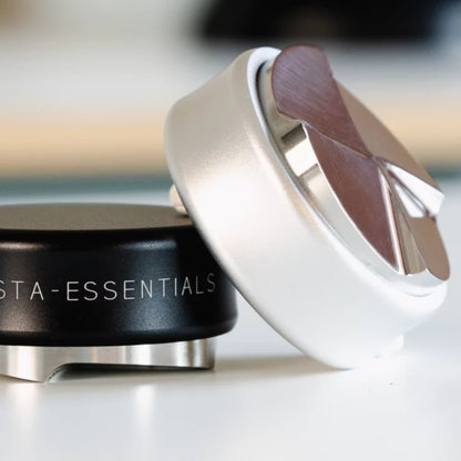 Verstelbare zilveren koffieverdeler 53,3mm, compatibel met Sage en Breville espressomachines.